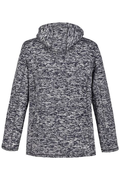 Strickfleecejacke, meliert, Kapuze, Druckknöpfe