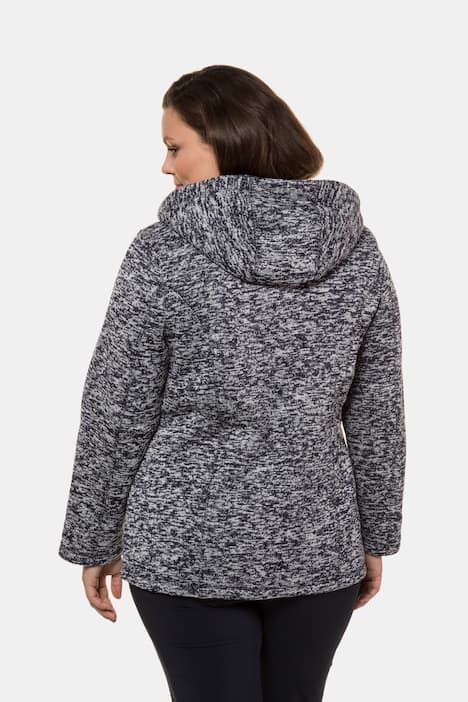 Hooded Melange Sweater Fleece Jacket