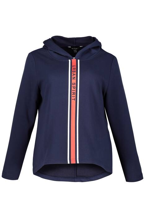 Front Stripe Hooded Cotton Stretch Sweatshirt