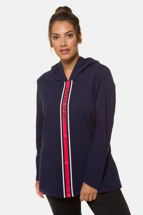 Front Stripe Hooded Cotton Stretch Sweatshirt