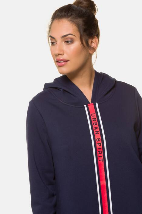 Front Stripe Hooded Cotton Stretch Sweatshirt