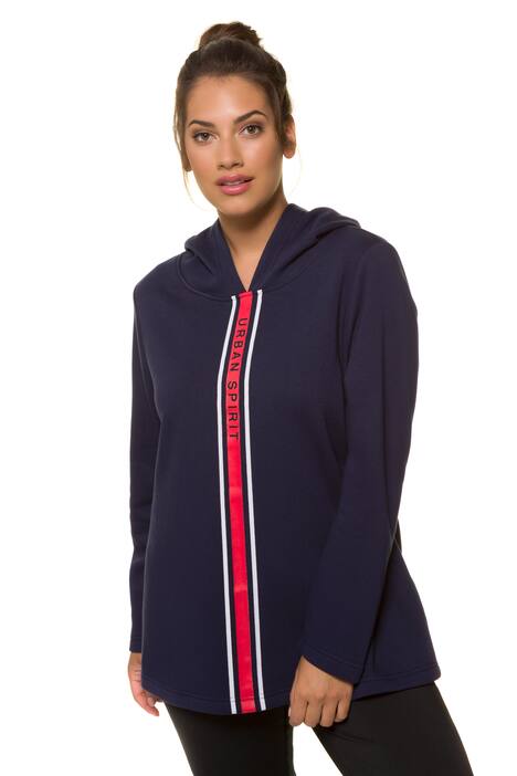 Front Stripe Hooded Cotton Stretch Sweatshirt