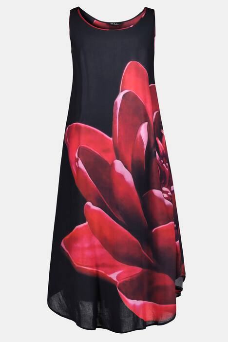 Kleid, XL-Seerosenmotiv, A-Linie, ärmellos