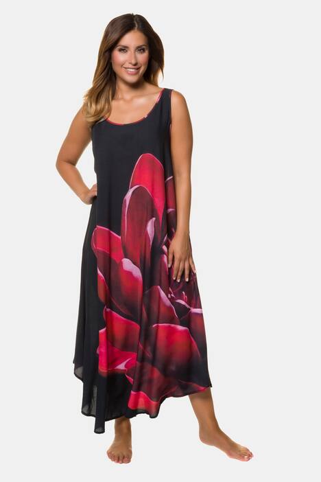 Kleid, XL-Seerosenmotiv, A-Linie, ärmellos