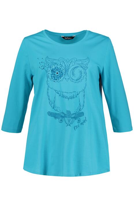 Whimsical Owl Print Stretch Cotton Knit Tee