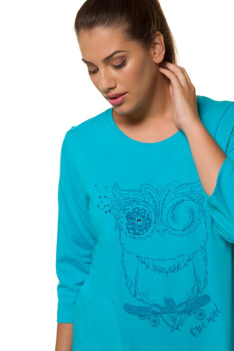 Whimsical Owl Print Stretch Cotton Knit Tee