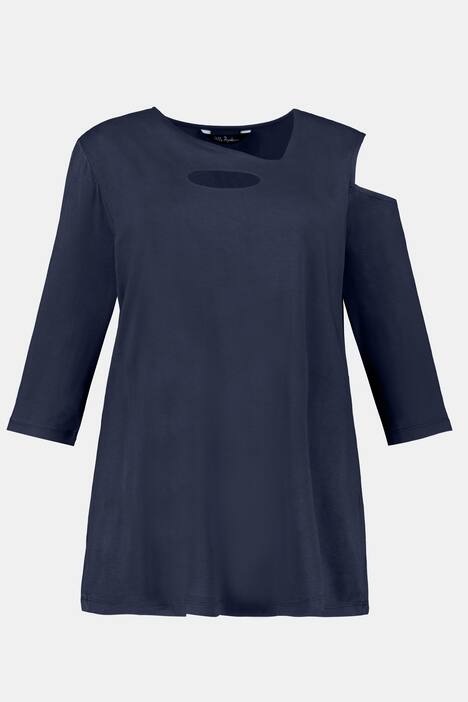 Asymmetric Cutout Oversized Fit Stretch Knit Top