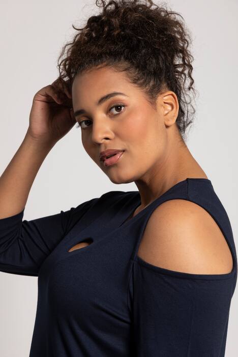 Asymmetric Cutout Oversized Fit Stretch Knit Top