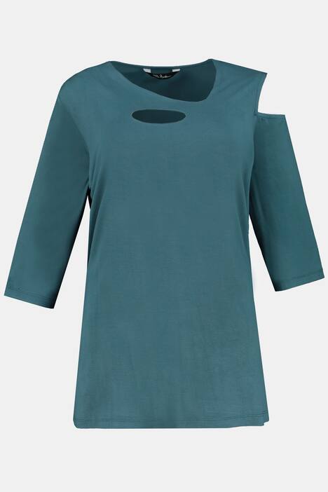 Asymmetric Cutout Oversized Fit Stretch Knit Top