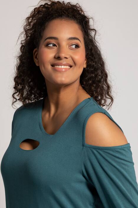 Asymmetric Cutout Oversized Fit Stretch Knit Top