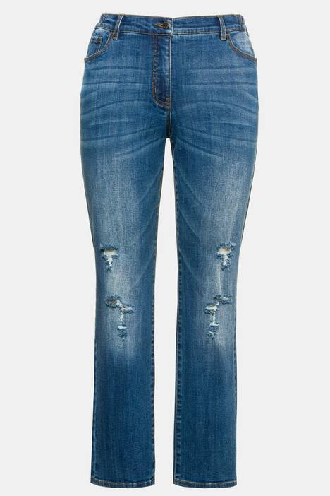 Jeans Mandy, Destroy-Effekte, weites Bein, vorgewaschen