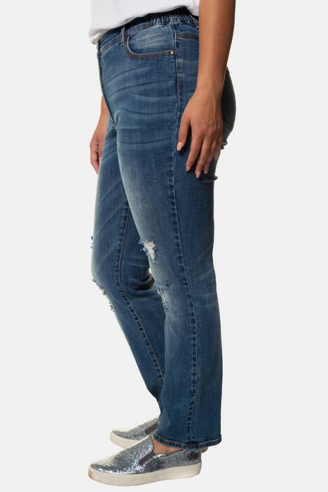Jeans Mandy, Destroy-Effekte, weites Bein, vorgewaschen