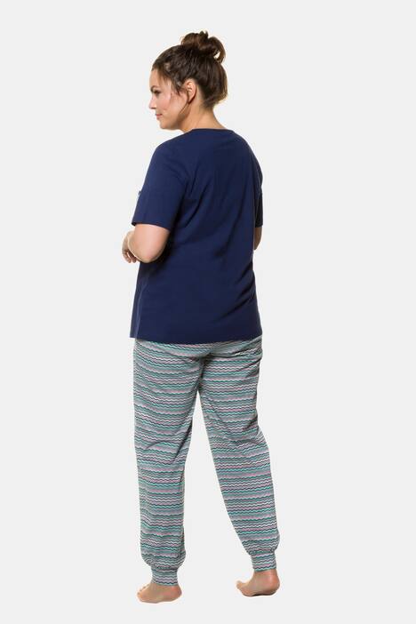 Pyjama, Zackenmuster, Pumphose, Elastiksaum