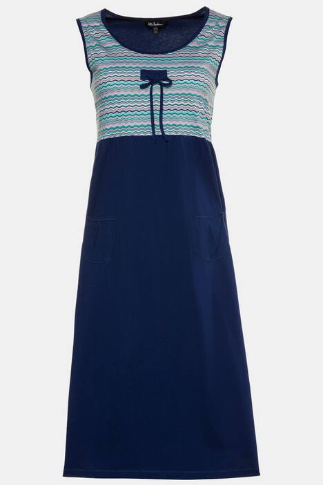 Zig Zag Print Cotton Knit Nightgown