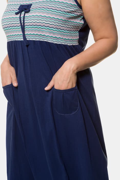 Zig Zag Print Cotton Knit Nightgown