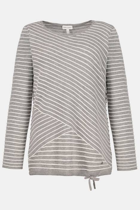 Pullover, 3D-Streifenmuster, Saum-Tunnelzug