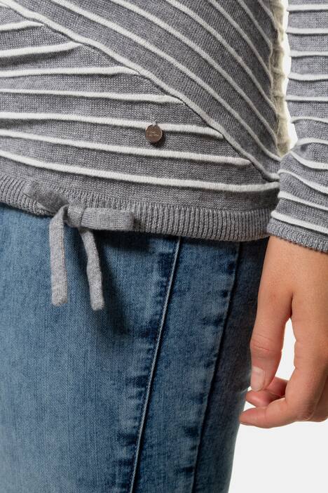 Pullover, 3D-Streifenmuster, Saum-Tunnelzug