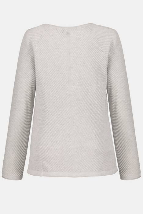 Pullover, Strukturstrick, Ajourstreifen, Saum-Tunnelzug