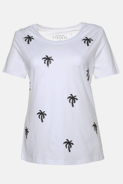 Shirt, Pailletten-Palmen, Halbarm