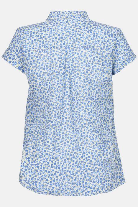 Bluse, Blütenmuster, Hemdkragen, breite Schultern