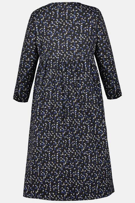 Kleid, geblümter Jersey, Zier-Ausschnitt, lange Ärmel