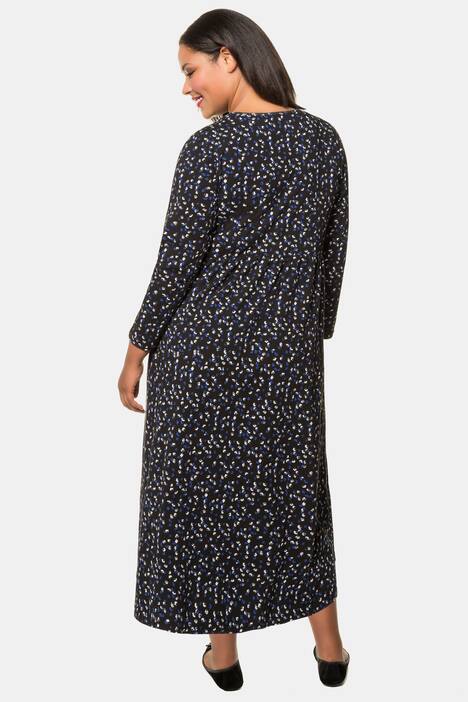Kleid, geblümter Jersey, Zier-Ausschnitt, lange Ärmel