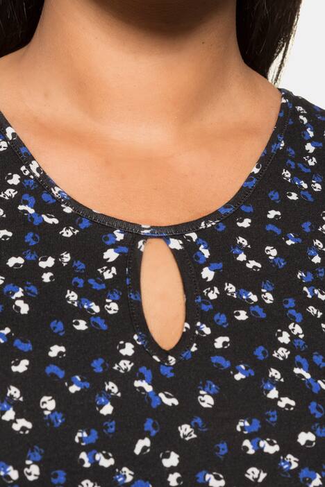 Kleid, geblümter Jersey, Zier-Ausschnitt, lange Ärmel