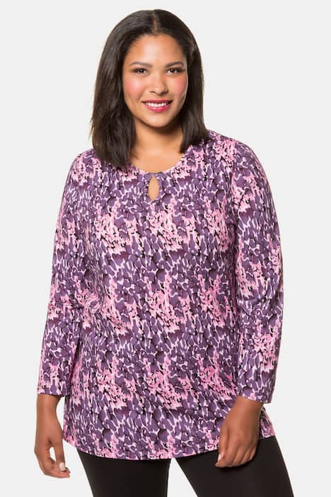 Purple Animal Print Long Sleeve Cotton Tee