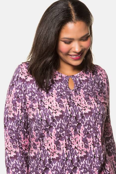 Purple Animal Print Long Sleeve Cotton Tee
