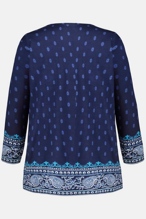 Blue Tones Border Print Cotton Knit Tunic