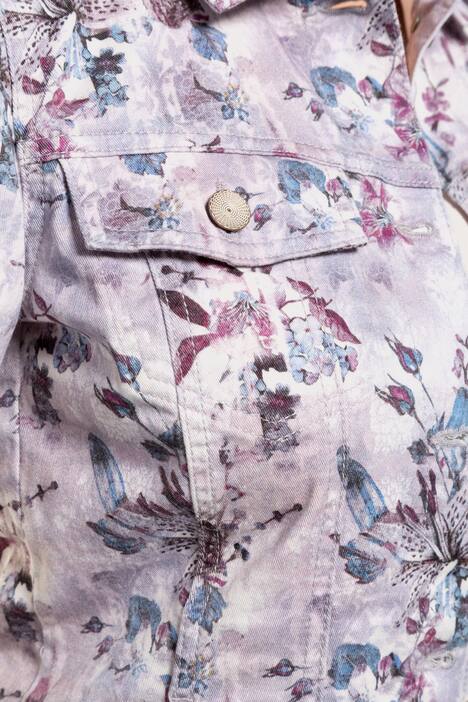 Jeansjacke, Blumendruck, Langarm