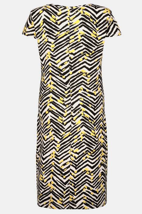 Kleid, Zackenmuster, Wickeloptik, Cup-Ärmel, Jersey