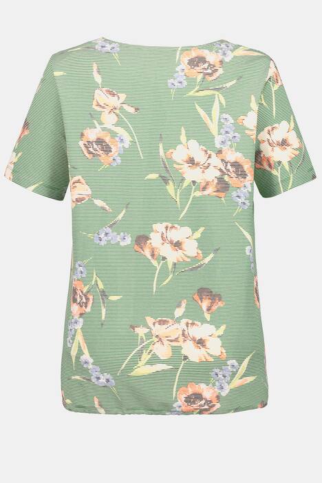 T-Shirt, Blüten, Relaxed, Streifen, Saum-Tunnelzug