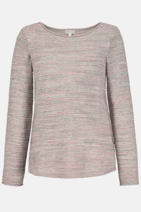 Pullover, Querrippen-Strick, meliert, Rollkanten
