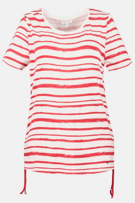T-Shirt, Ringel, Relaxed, seitliche Saum-Raffbänder