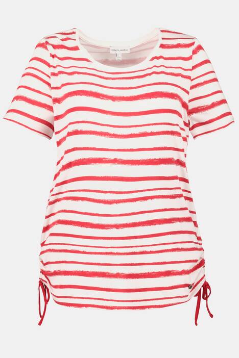T-Shirt, Ringel, Relaxed, seitliche Saum-Raffbänder