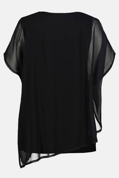 Bluse, Blütenmotiv, Chiffon-Oberlage, Jerseytop