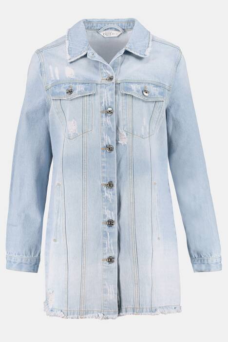 Jeansjacke, destroyed, Fransensaum, Longform