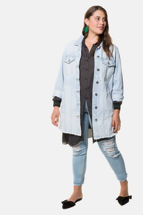 Jeansjacke, destroyed, Fransensaum, Longform