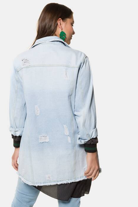Jeansjacke, destroyed, Fransensaum, Longform