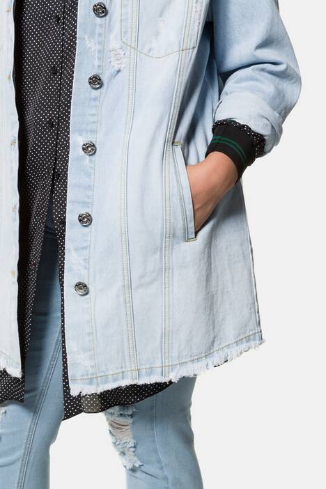 Jeansjacke, destroyed, Fransensaum, Longform