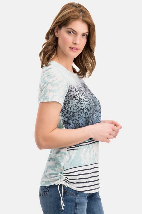 T-Shirt, Mustermix, seitliche Raffung