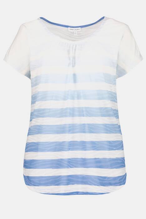 Shirt, Ausbrennerjersey mit Streifenmuster, Halbarm