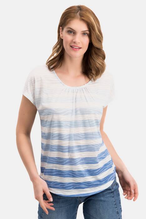 Shirt, Ausbrennerjersey mit Streifenmuster, Halbarm