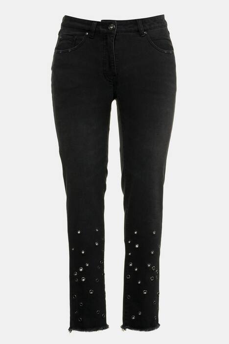 Jeans, konisch, Zier-Ösen, 5-Pocket