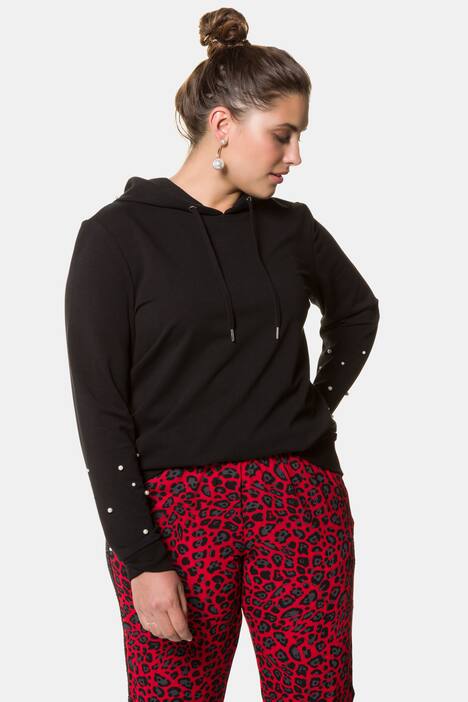 Pearl Accent Hooded Stretch Sweatshirt