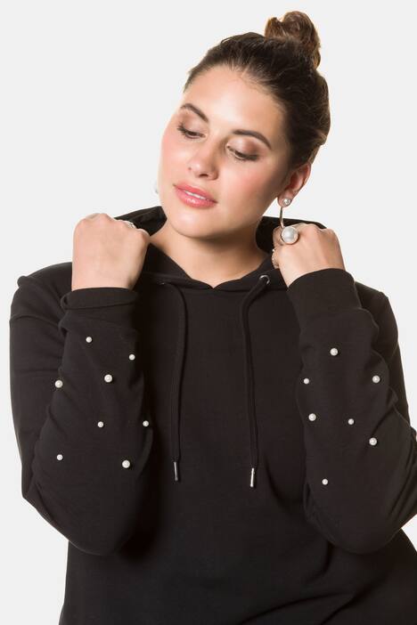 Pearl Accent Hooded Stretch Sweatshirt