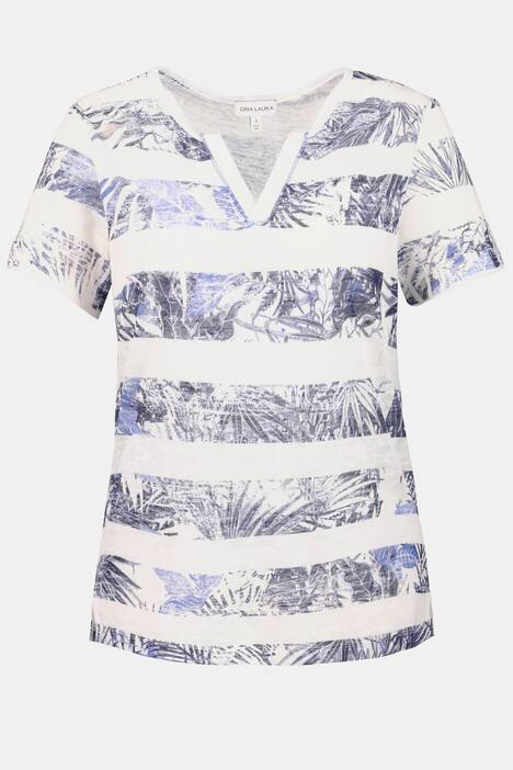 T-Shirt, Musterstreifen, Regular, Keilausschnitt