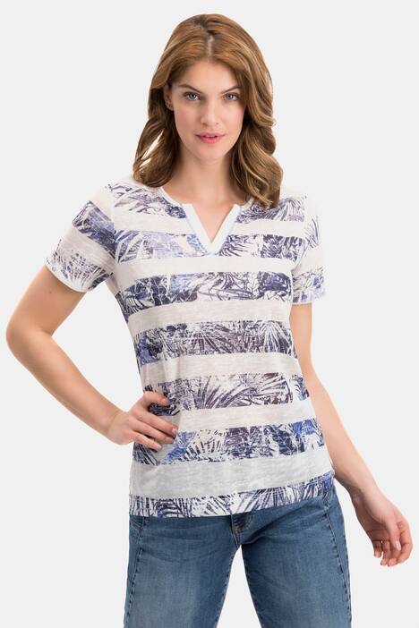 T-Shirt, Musterstreifen, Regular, Keilausschnitt