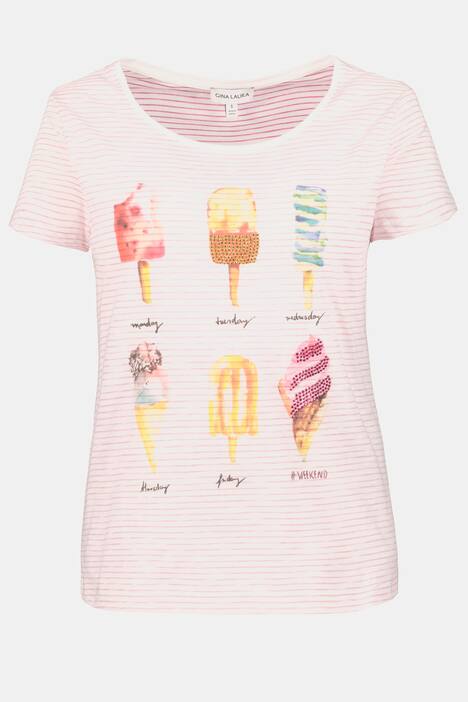 T-Shirt, Eismotive, Regular, Ringel, Ziersteine